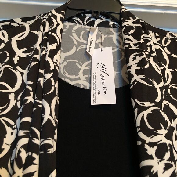 NY COLLECTION - NWT - 🌺HPX5🌺 - L Sz L Petite Printed 3/4 Open Cardigan w/Tank - Picture 6 of 16